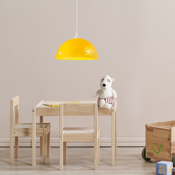 Okrovožlté detské svietidlo so skleneným tienidlom ø 30 cm Day & Night – LAMKUR-image-2