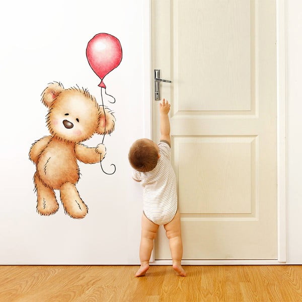 Samolepka na stenu Medvedík a balónik, 70x50 cm