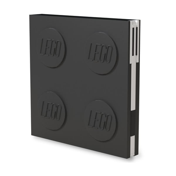 Čierny štvorcový zápisník s gélovým perom LEGO®, 15,9 x 15,9 cm