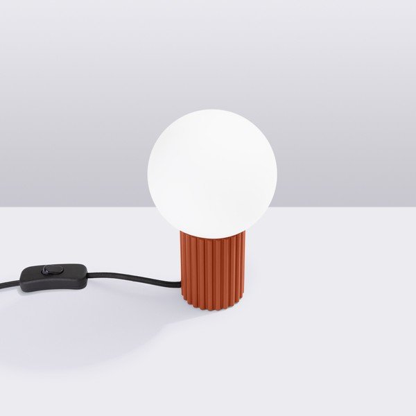 Oranžová stolová lampa so skleneným tienidlom (výška  19 cm) Orbital – Sollux-image-2