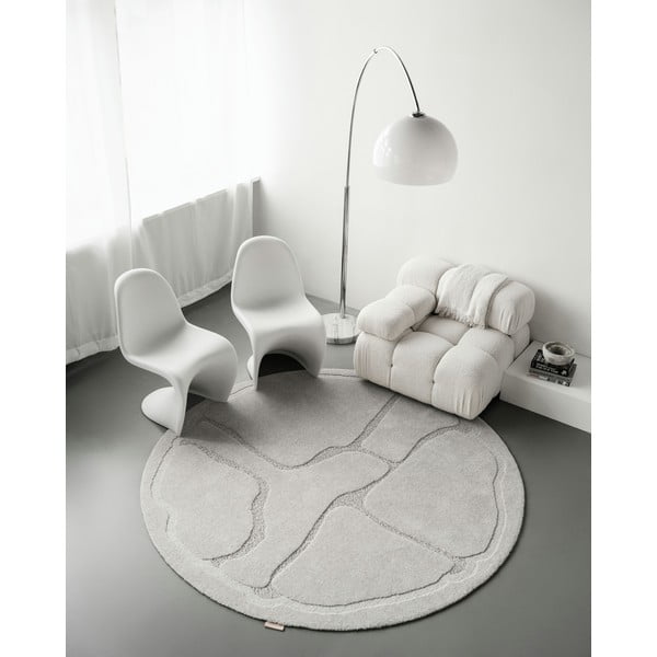 Svetlosivý vlnený okrúhly koberec ø 120 cm Morphic Organica – Agnella-image-1