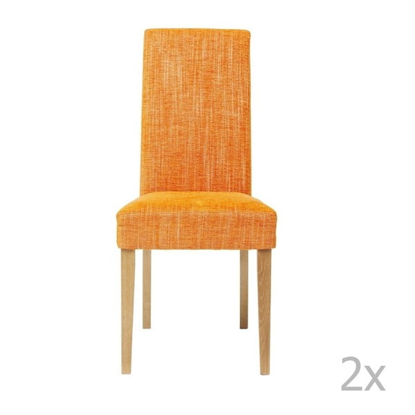 Sada 2 oranžových jedálenských stoličiek s podnožou z bukového dreva Kare Design Salty