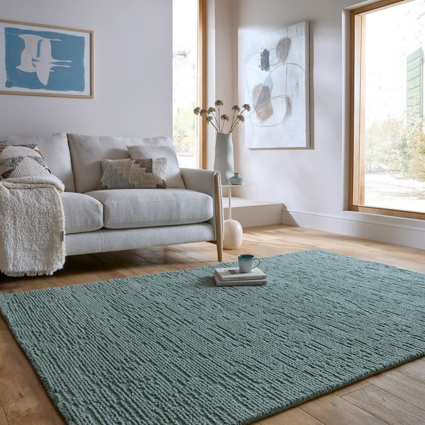 Sivomodrý ručne tkaný vlnený koberec 160x230 cm Harris Boucle – Flair Rugs-image-1