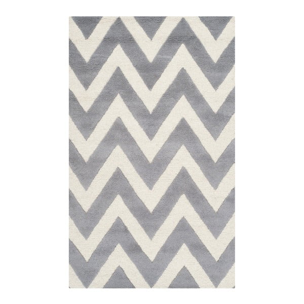 Sivobiely vlnený koberec Stella Grey, 91 × 152 cm