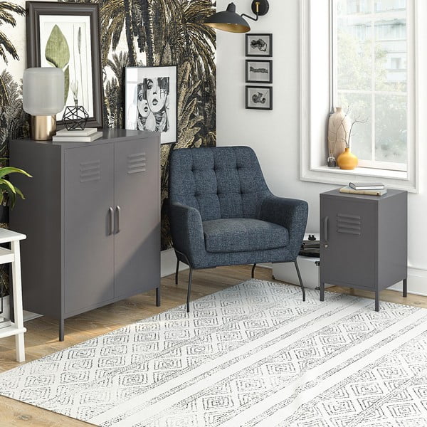 Sivá kovová skrinka 80x102 cm Bradford – Støraa-image-1