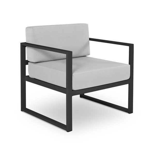 Sivé vonkajšie kreslo v čiernom ráme Calme Jardin Nicea-image-2