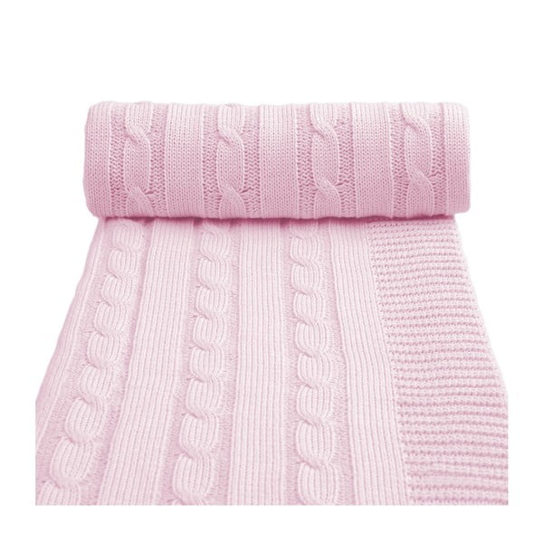 Ružová pletená detská deka s podielom bavlny T-TOMI Spring, 80 x 100 cm