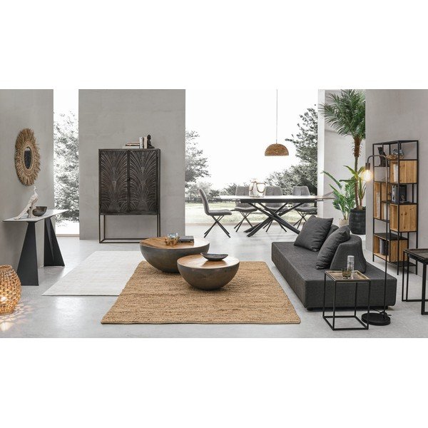 Sivý/v prírodnej farbe kovový okrúhly konferenčný stolík ø 90 cm Lancaster – Bizzotto-image-4