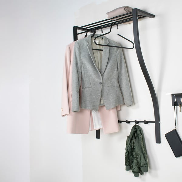 Čierny kovový nástenný vešiak s poličkou 75 cm Carve – Spinder Design-image-4