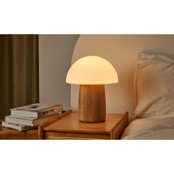 Stmievateľná stolová lampa v prírodnej farbe so skleneným tienidlom (výška 32 cm) Alice - Gingko-image-2