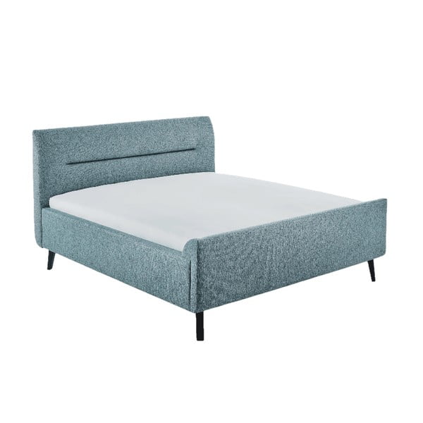 Modrá čalúnená dvojlôžková posteľ s úložným priestorom a roštom 180x200 cm Enjoy - Meise Möbel