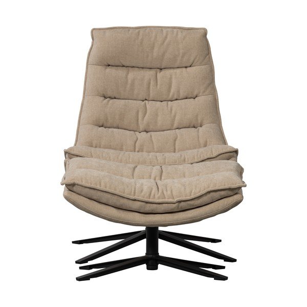 Otočné ženilkové kreslo s podnožkou v prírodnej farbe Kube – WOOOD-image-3