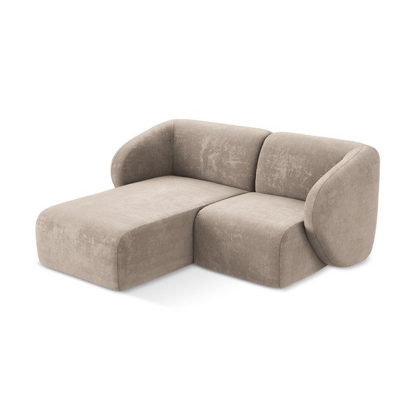 Svetlohnedá ženilková rohová pohovka (ľavý roh/s leňoškou) Lani – Makamii-image-2