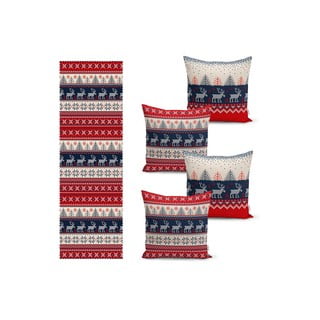 Vianočný set behúňa na stôl a 4 ks obliečky na vankúš 42x42 cm - Mila Home