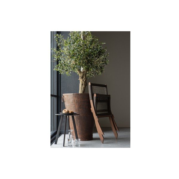 Čierny záhradný odkladací stolík WOOOD Fer, ø 40 cm-image-4