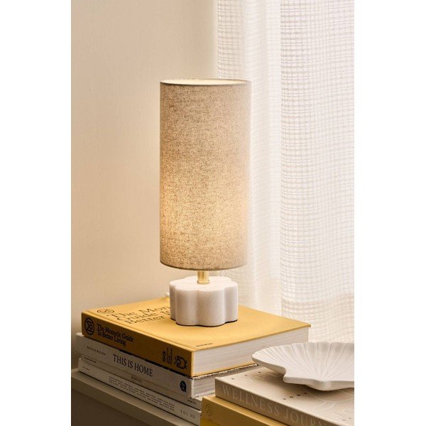 Biela/béžová ľanová stolová lampa (výška  33 cm) Joline – Ellos Home-image-1