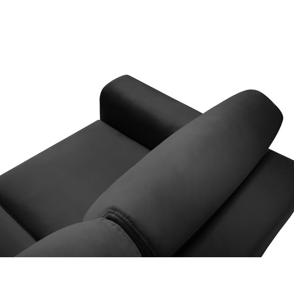 Tmavosivá zamatová rozkladacia/s úložným priestorom rohová pohovka Kyoto – Cosmopolitan Design-image-4