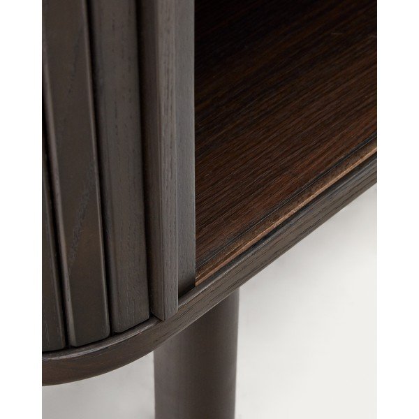 Tmavohnedá skrinka v dekore jaseňa s posuvnými dverami 110x140 cm Mailen – Kave Home-image-4