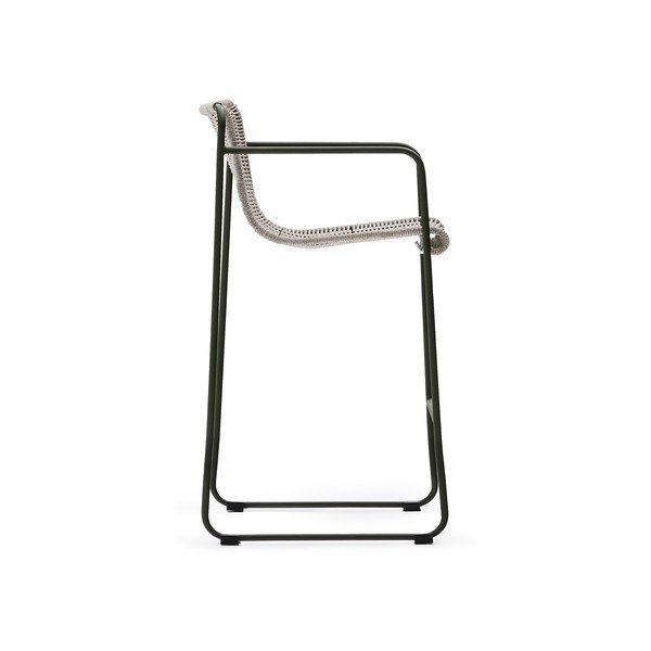 Sivozelená kovová záhradná barová stolička Maurina – Kave Home-image-3