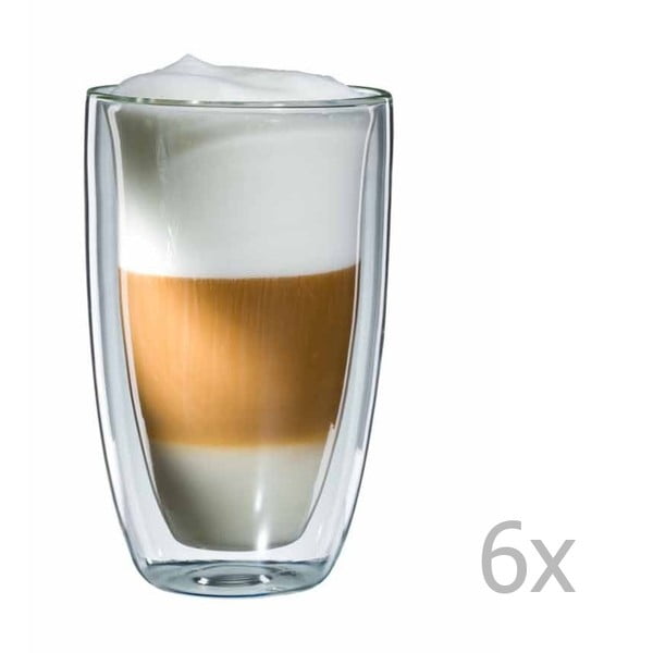 Sada 6 sklenených hrnčekov na latte macchiato bloomix