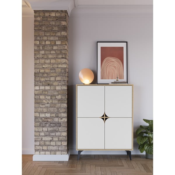 Skrinka v dekore duba v bielo-prírodnej farbe 90x120 cm Nola – Marckeric-image-1