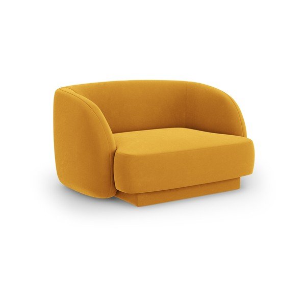Zamatové kreslo v horčicovej farbe Miley – Micadoni Home