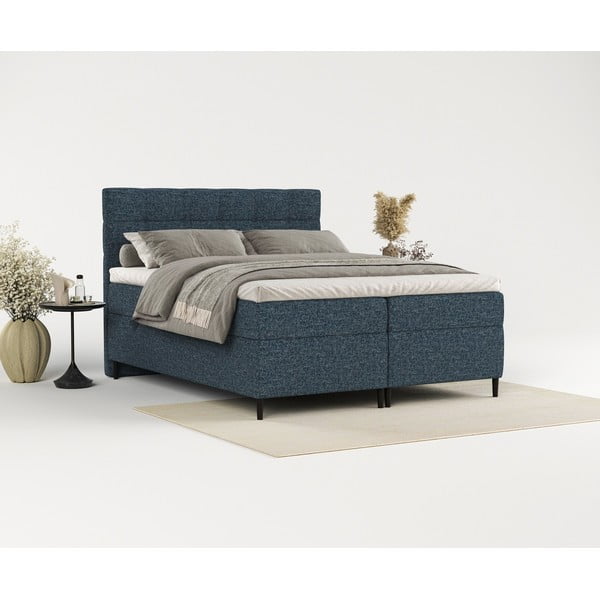 Tmavomodrá boxspring posteľ s úložným priestorom 180x200 cm Urbaneo – Maison de Rêve-image-1