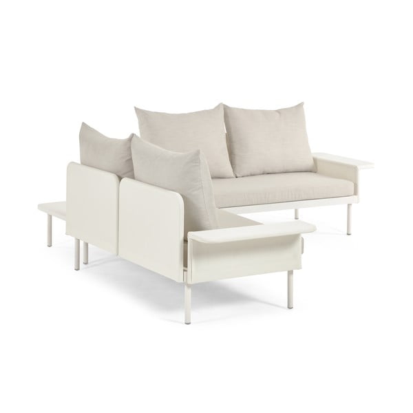 Biela hliníková záhradná rohová pohovka so stolíkom Kave Home Zaltana-image-3