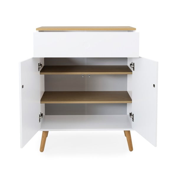 Biela skrinka s detailmi v dekore dubového dreva Tenzo Dot, šírka 79 cm-image-3