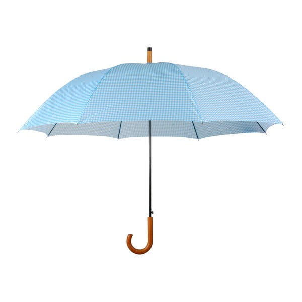 Svetlo modrý dáždnik s drevenou rukoväťou Esschert Design Rain