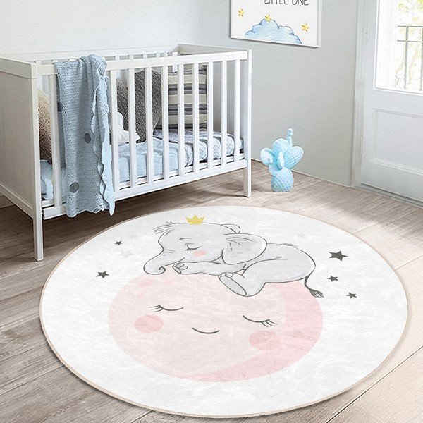 Biely detský koberec ø 120 cm Comfort – Mila Home-image-1