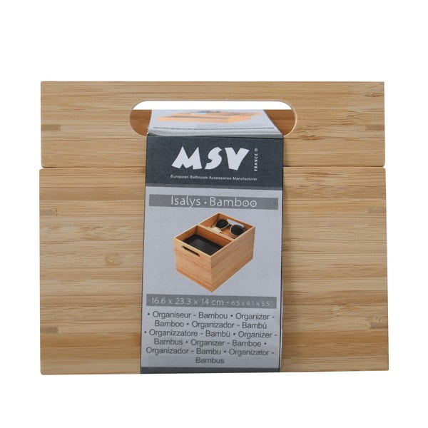 Bambusový kúpeľňový organizér na kozmetiku v prírodnej farbe Isalys – MSV-image-4