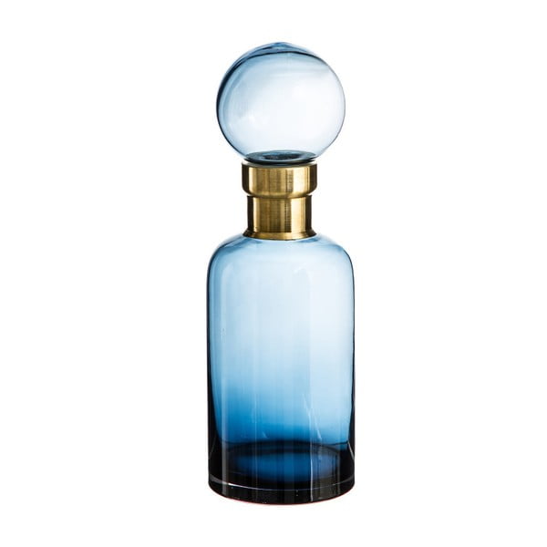 Modrá dekoratívna fľaša Denzzo Saulo, výška 34 cm