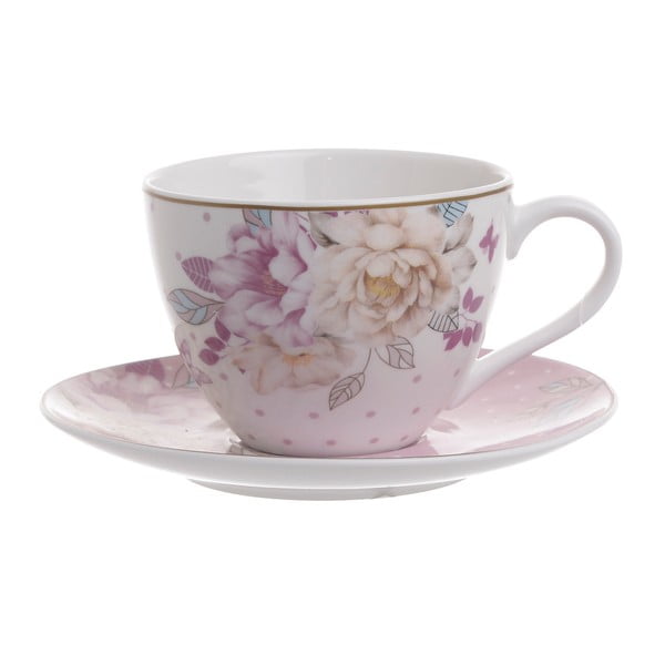 Ružová čajová šálka s tanierikom InArt Diana