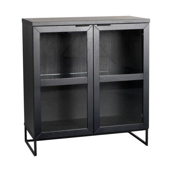 Čierna vitrína z dubového dreva 95x105 cm Everett - Rowico-image-2