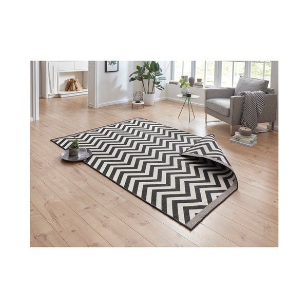 Čierno-krémový obojstranný vysokoodolný koberc Bougari Twin Supreme Mismo, 230 × 160 cm-image-2