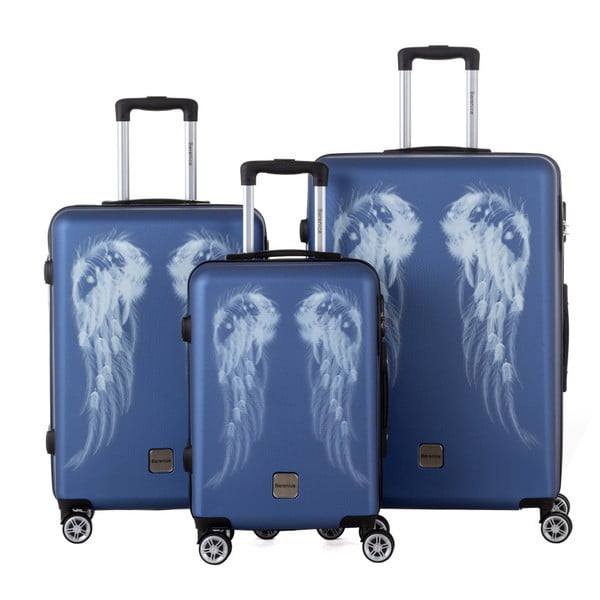 Sada 3 modrých cestovných kufrov Berenice Wings