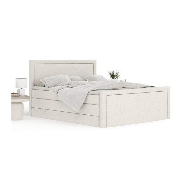 Béžová boxspring posteľ s úložným priestorom 160x200 cm Lavenda – Maison de Rêve-image-3