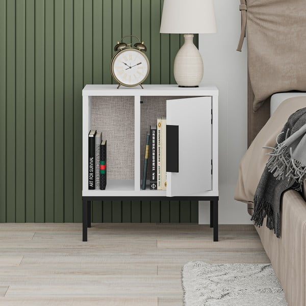 Biely nočný stolík s poličkami Lani – Marckeric-image-4