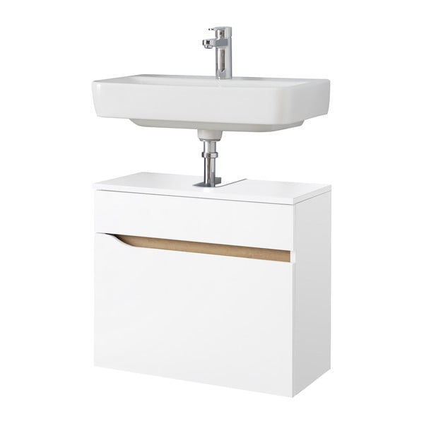 Biela nízka závesná skrinka bez umývadla 60x53 cm Set 857 – Pelipal-image-3