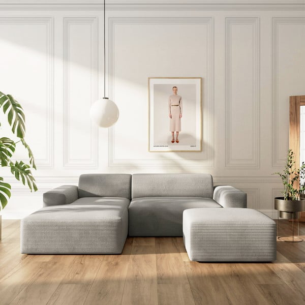 Sivá menčestrová rohová pohovka (ľavý roh/s leňoškou) Villet – Rodier-image-1