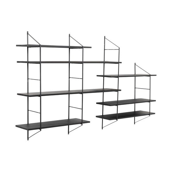 Čierna poschodová polica z masívu paulownie 196 cm Belfast – Actona-image-2