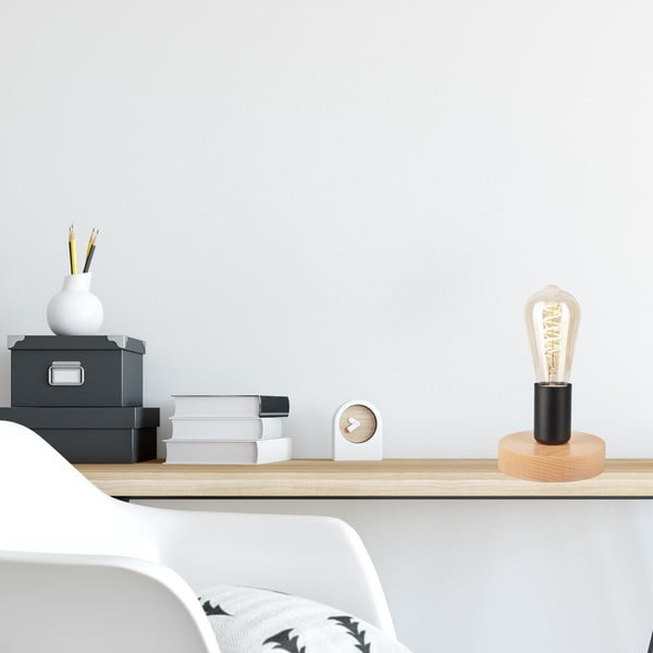 Čierna/v prírodnej farbe stolová lampa - LAMKUR-image-2