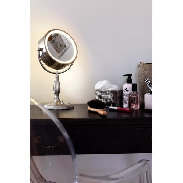 Stolová zrkadlo s osvetlením v striebornej farbe Markslöjd Face, ø 16,2 cm-image-1