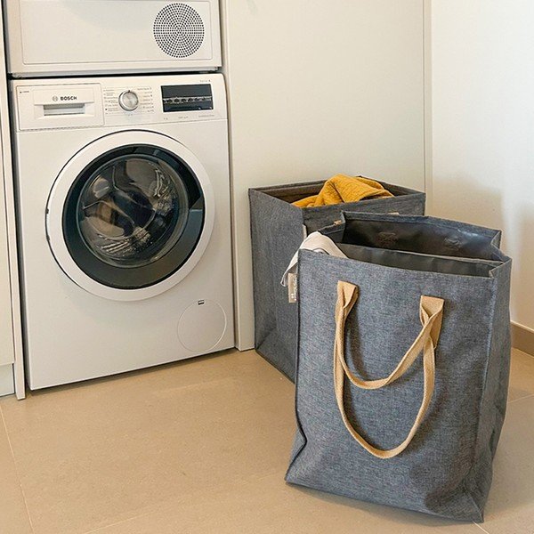 Sivý látkový kôš na bielizeň 71 l Laundry Hub Tweed duplo – Rolser-image-1