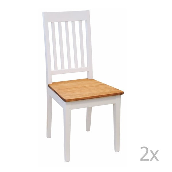 Sada 2 bielych stoličiek z dubového dreva Folke Ella