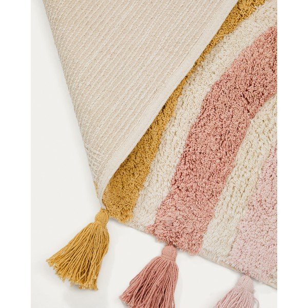 Slonovinový prateľný/ručne tkaný bavlnený detský koberec 90x150 cm Tadea – Kave Home-image-3