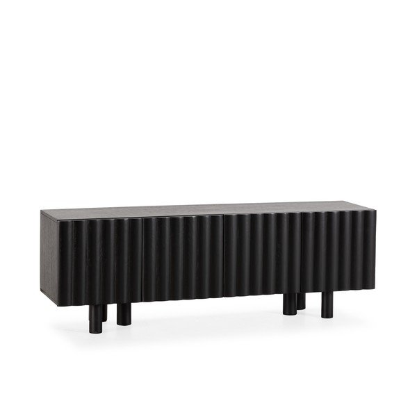 Čierny TV stolík z mangového dreva 160x55x40 cm Tamira – MOME