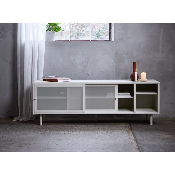 Sivý kovový TV stolík 160x55x45 cm Veep – Unique Furniture-image-1