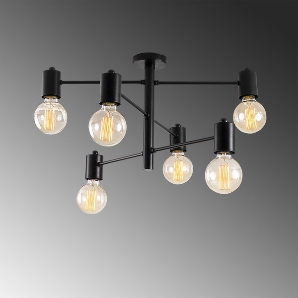Čierne stropné svietidlo pre 6 žiaroviek Opviq lights Hexa-image-1